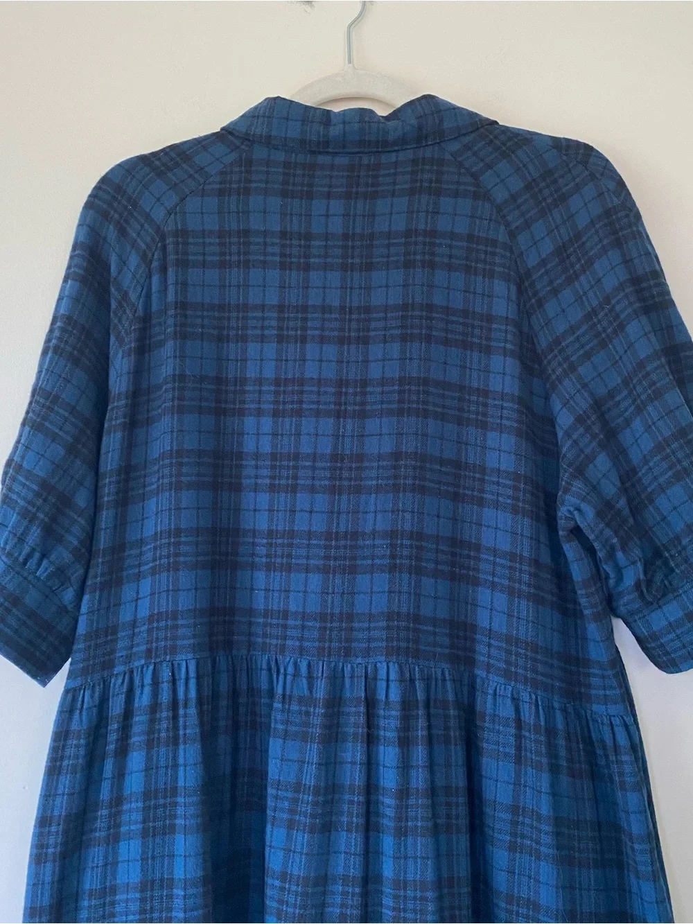 NWT Natural Life Rebecca Tiered Midi Dress - Blue Black Flannel Plaid
